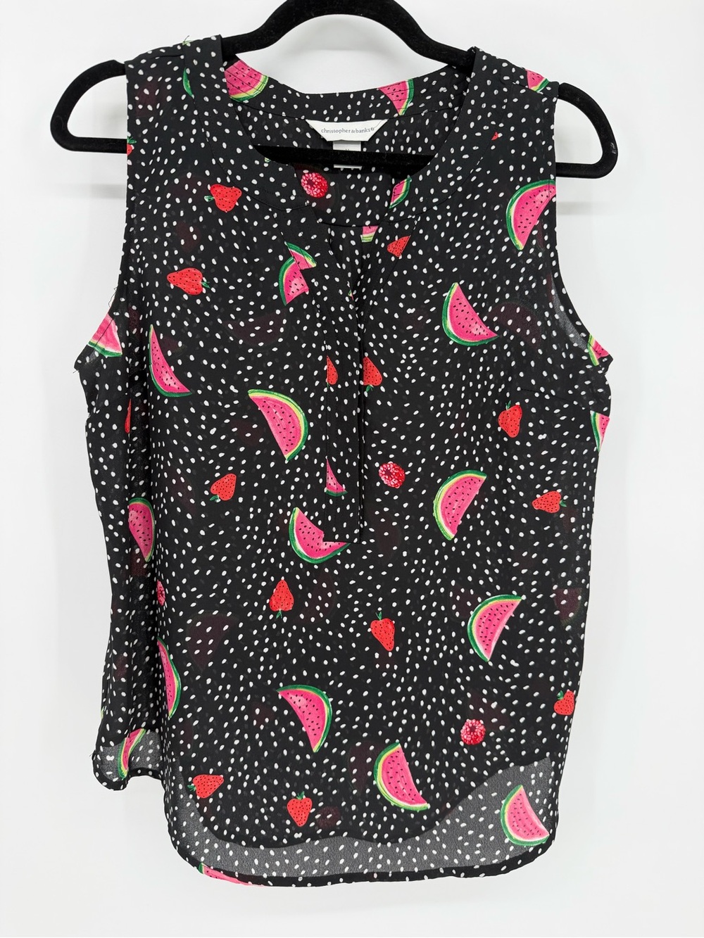 Christopher & Banks Black Maxi Skirt with Pink & Green Watermelon Print - Picture 3 of 15
